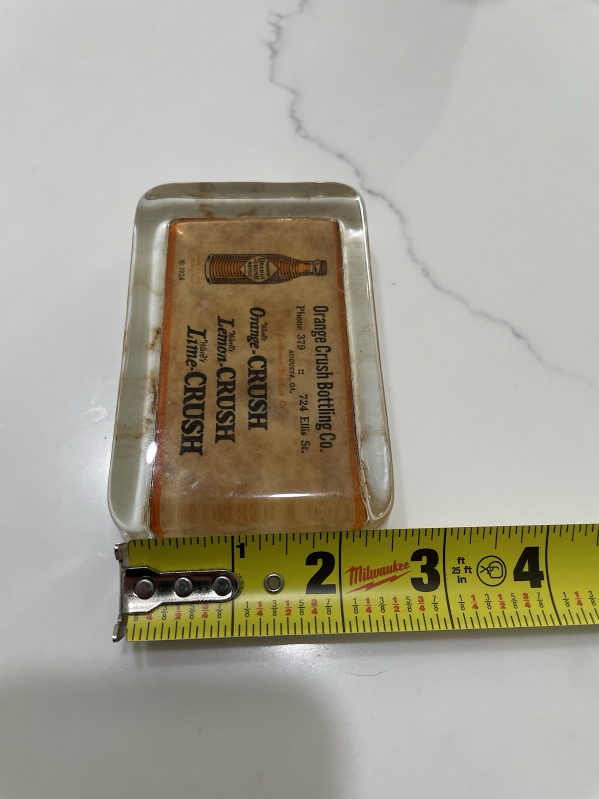 Rare Vintage Original 1924 Orange Crush Paperweight Bottle Glass