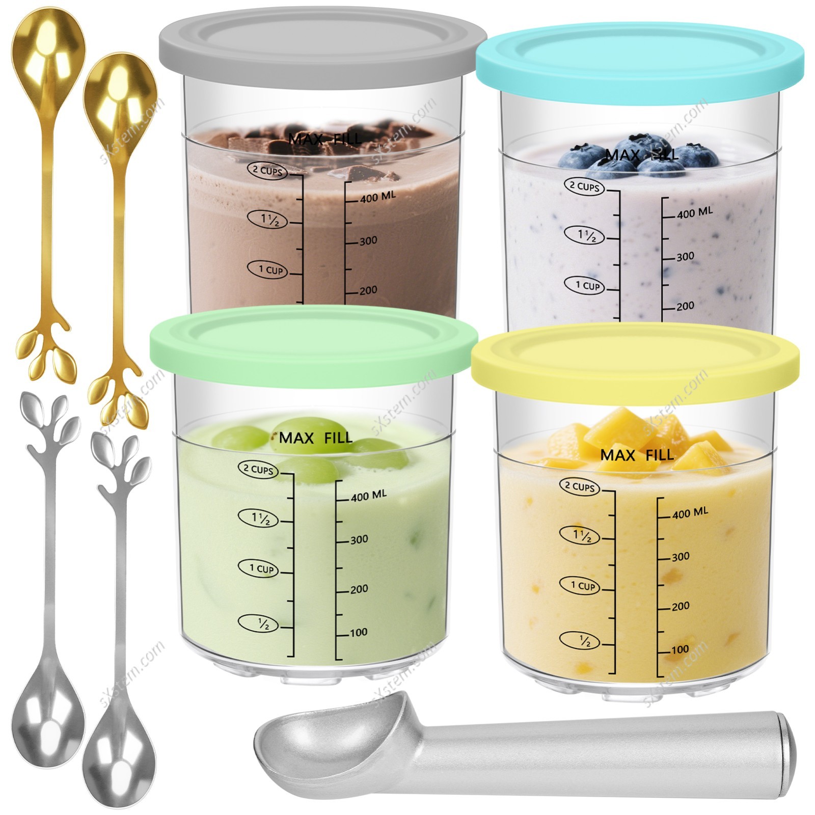 16OZ Replacement For Ninja Creami Pints & Lid Ice Cream Maker NC299 NC300 Series