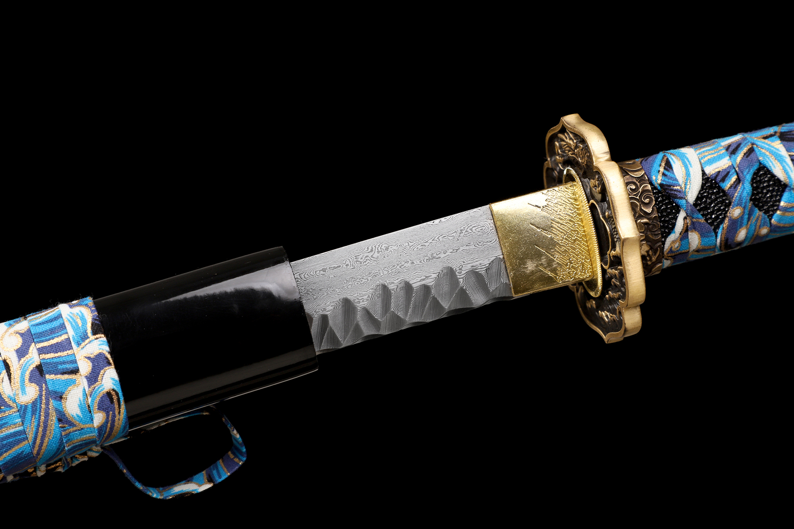 KATOKU Katana Samurai Sword Damascus Steel Brass Tsuba Razor Sharp New Blade