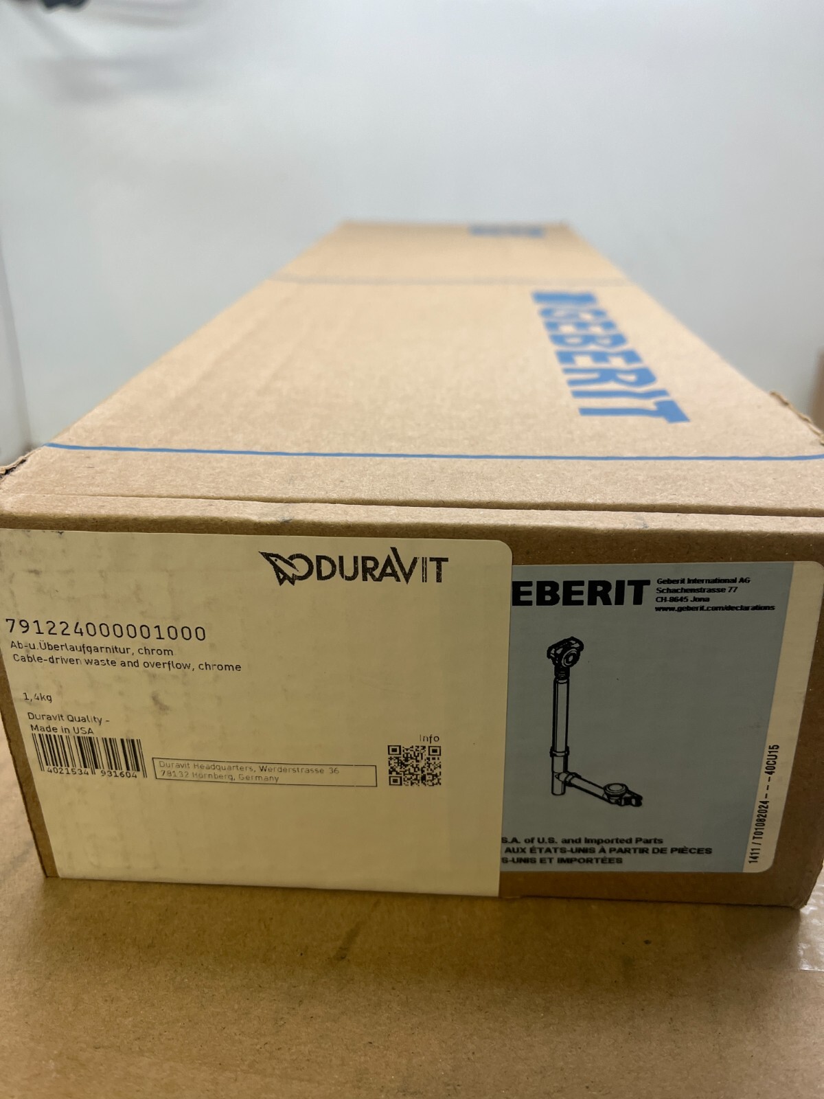 Duravit 791224000001000 Cable-Driven Waste and Overflow, Chrome