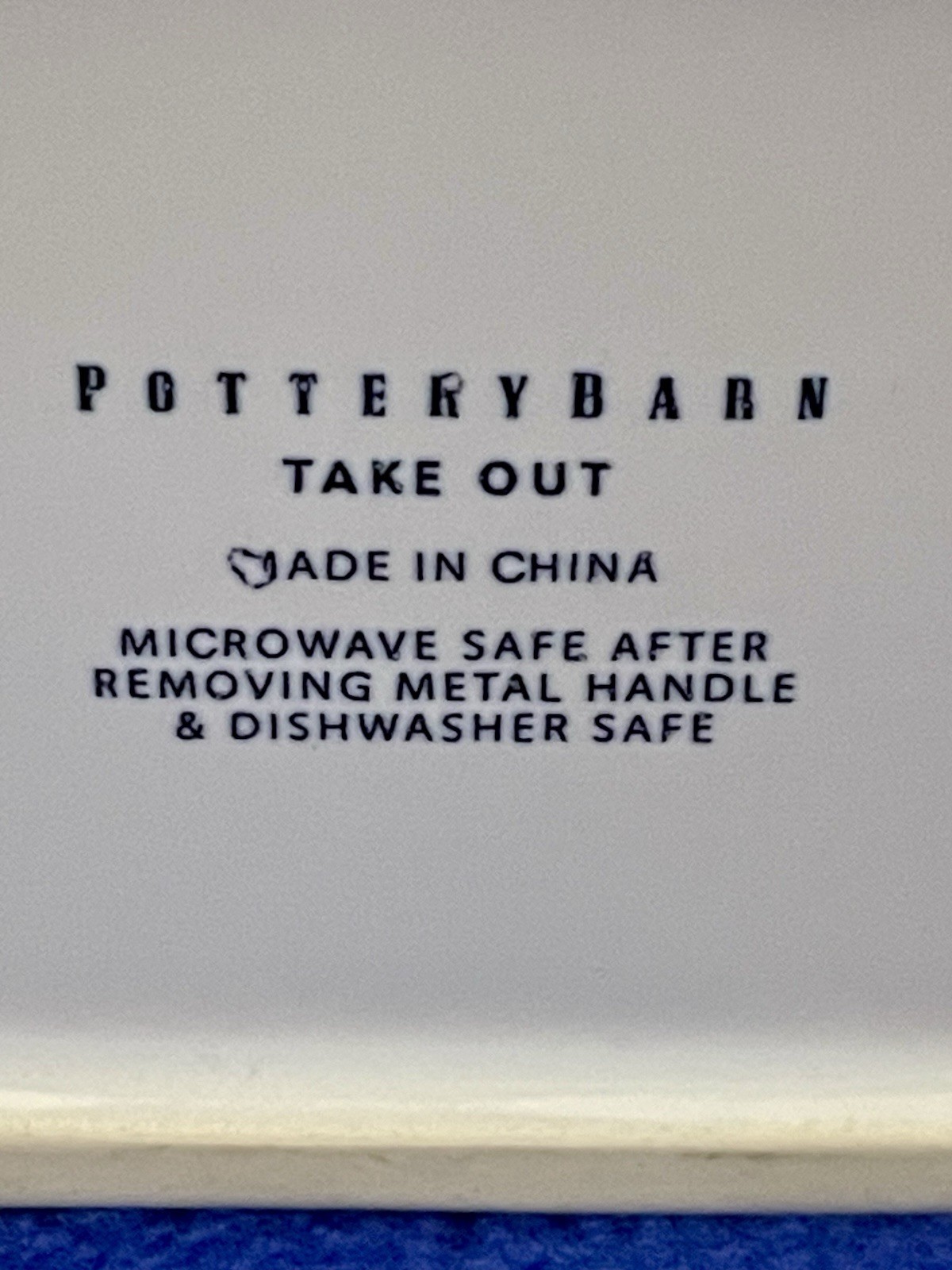 Pottery Barn White Ceramic Chinese Take Out Container W Lid Canister 4” Tall