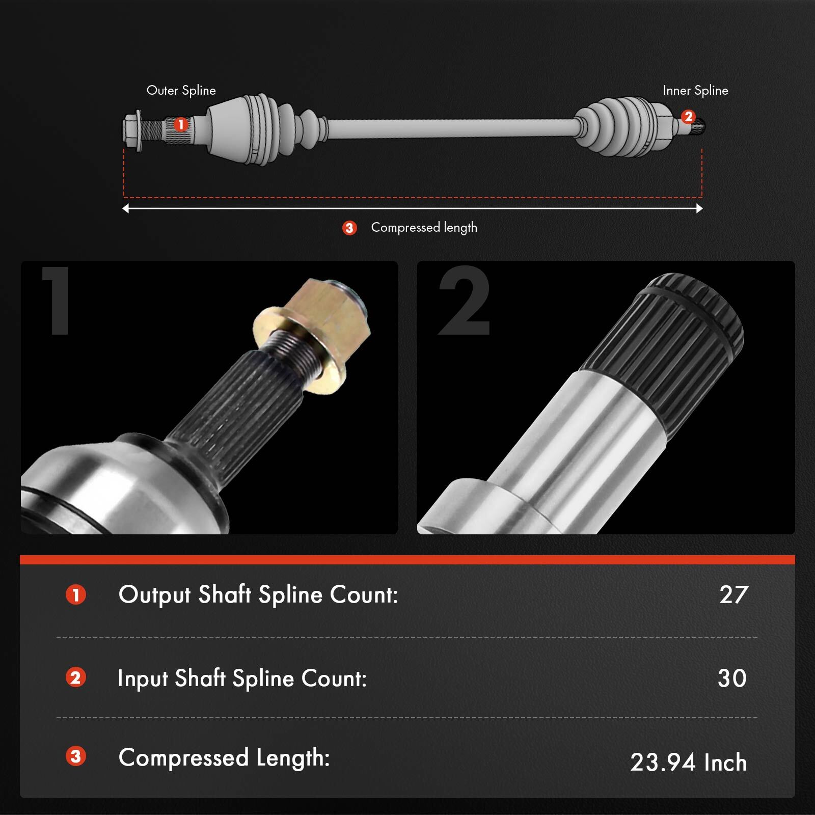 Front Left CV Axle Assembly for Jeep Cherokee KL 2014-2019 Chrysler 200 15-17