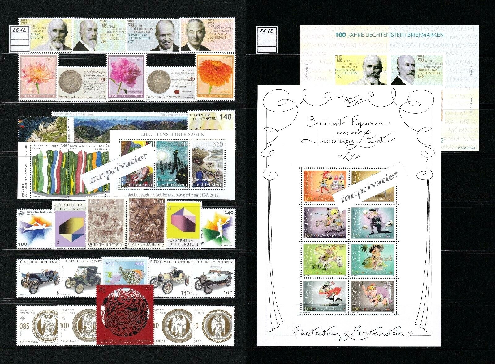 LIECHTENSTEIN 2012 - Complete Year.  MNH.  €189