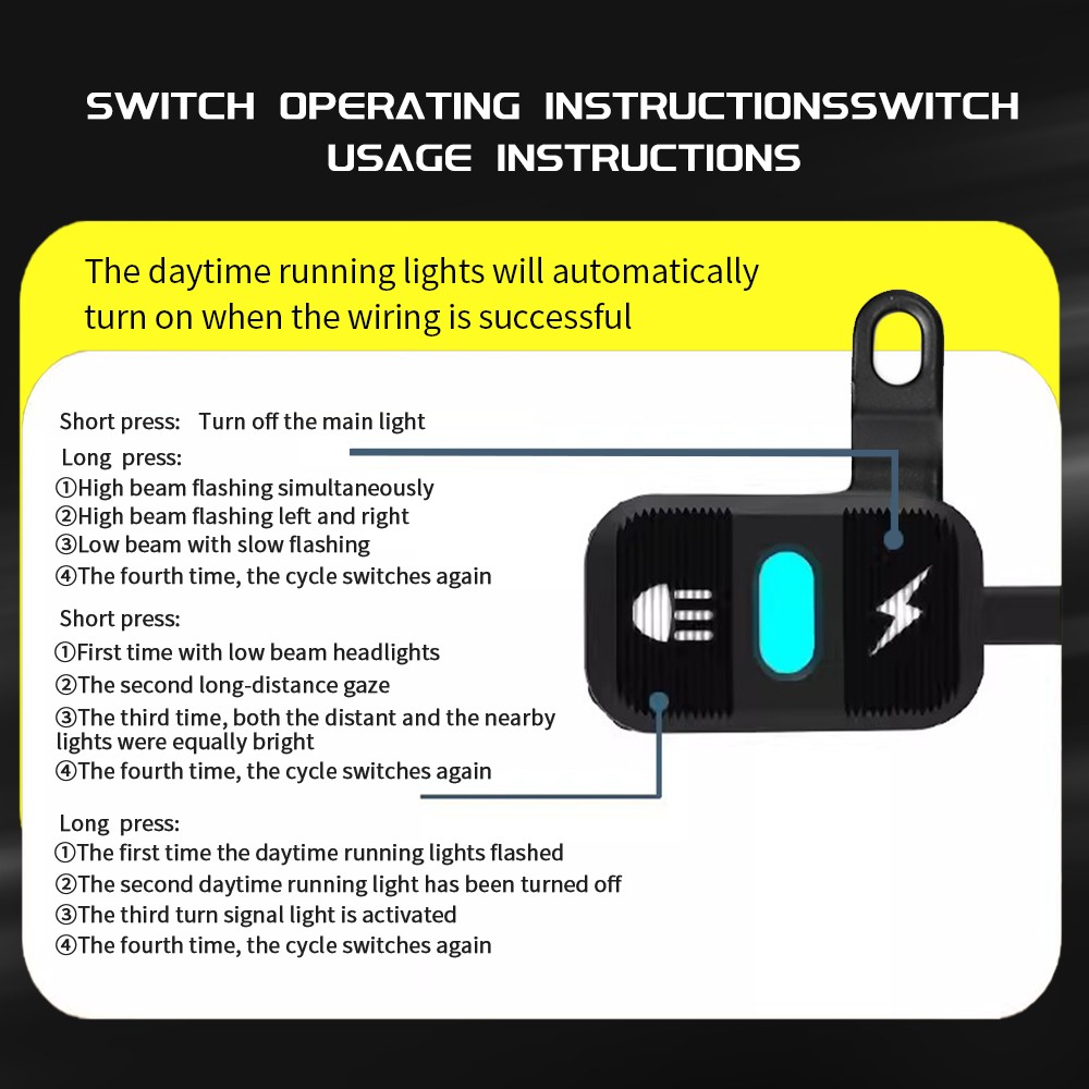 Pair LED Auxiliary Driving Spot Fog Lights Hi/low Beam Motorcycle Adventure Bike