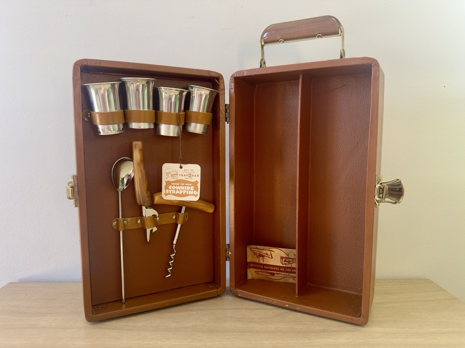 Vintage Trav-L-Bar Portable Cocktail Case • Complete With Barware & Key • MCM