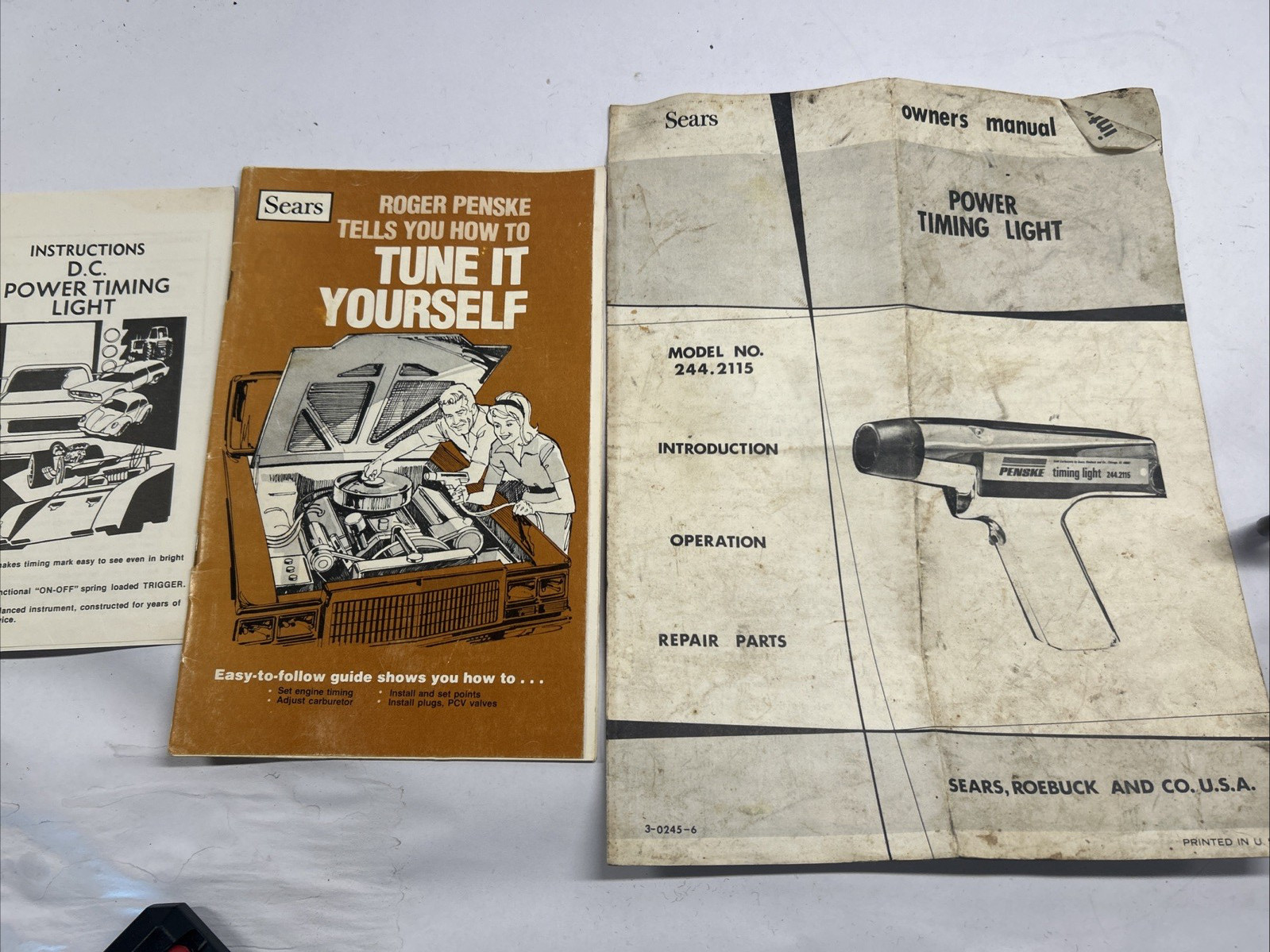 Vintage Sears Roebuck Penske Chrome Power Auto Timing Light Gun 244.2115 Manual