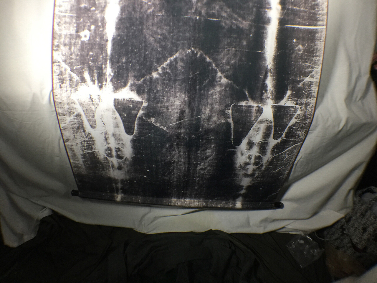 Shroud of Turin full-size body negative on linen cloth