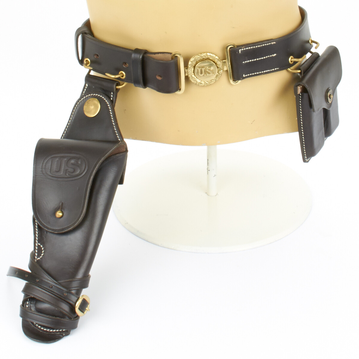 U.S. WWI & WWII M1912 .45 1911 Leather Holster, Belt, Pouch Set- Chocolate Brown