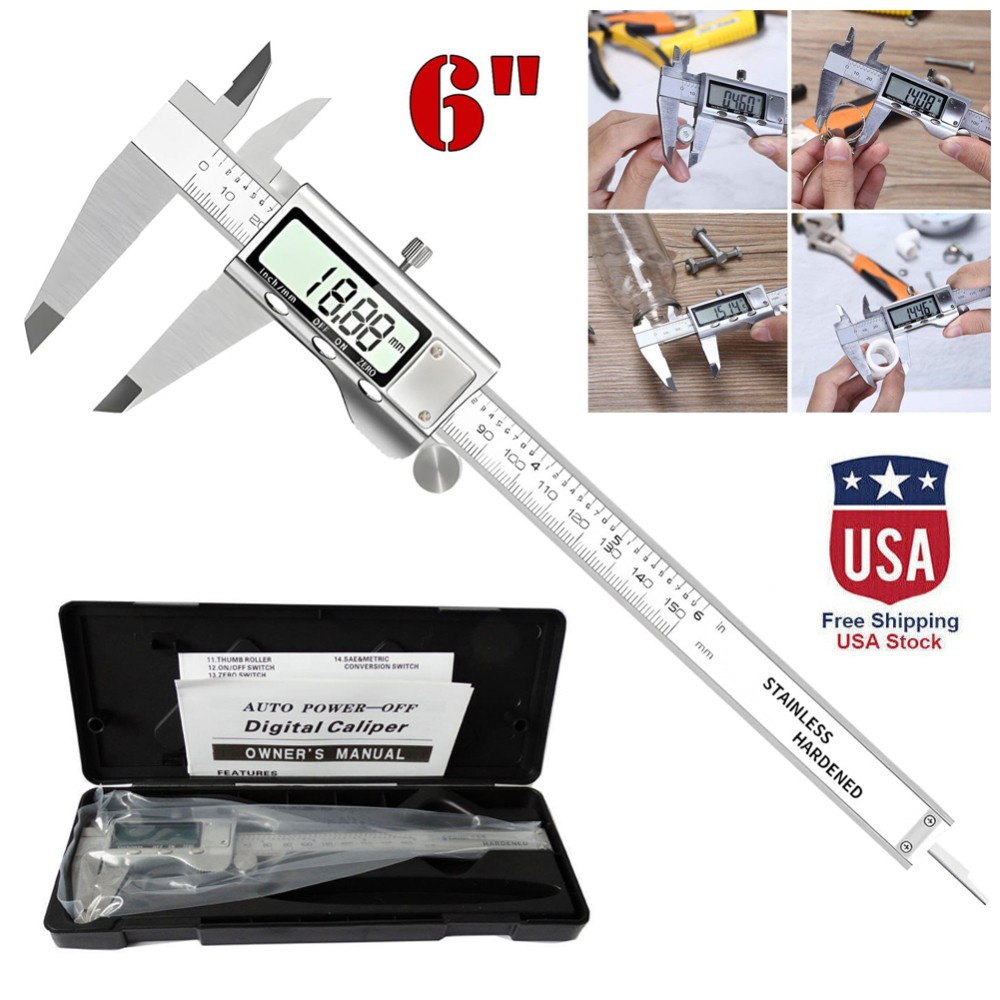 6" 150mm Digital Caliper Micrometer LCD Gauge Vernier Electronic Measuring Tool