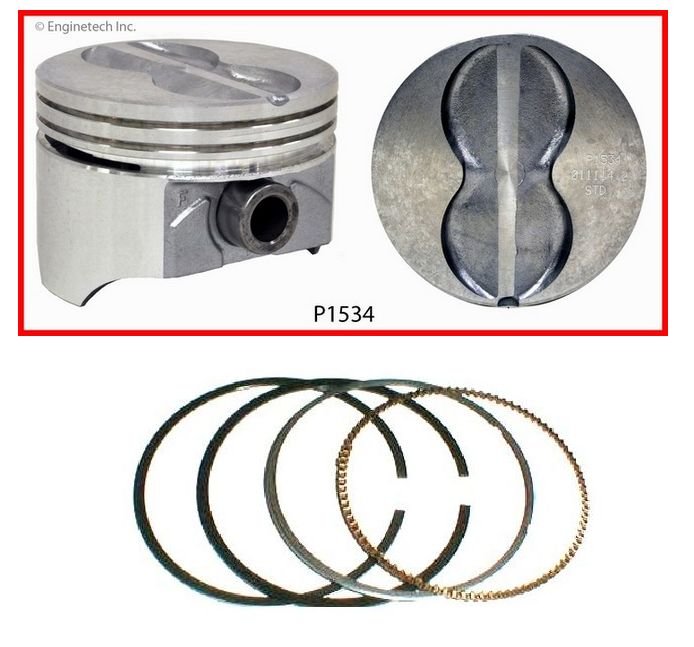 Flat Top Pistons & Pins w/ Moly Rings for Chevrolet SBC 350 5.7L