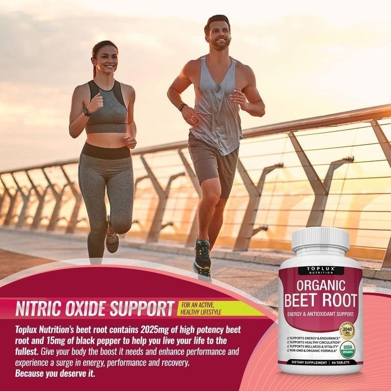 TopLux Organic Beet Root 2040mg – 90 Tablets – Energy, Circulation & Antioxidant