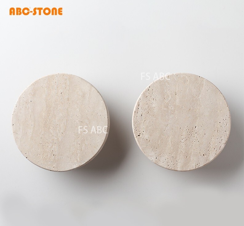 2 Pcs Natural  Rome Travertine Door Handles Decorative Vintage Doorknobs