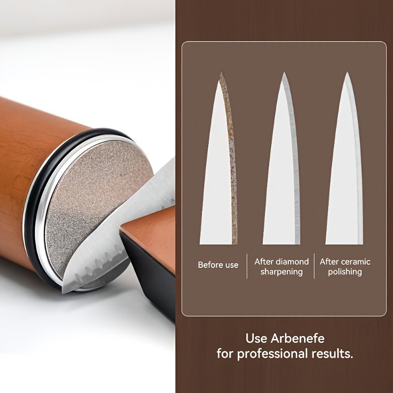 Diamond Rolling Knife Sharpener 5 Angles Sharpening Tool No Power Required Brown