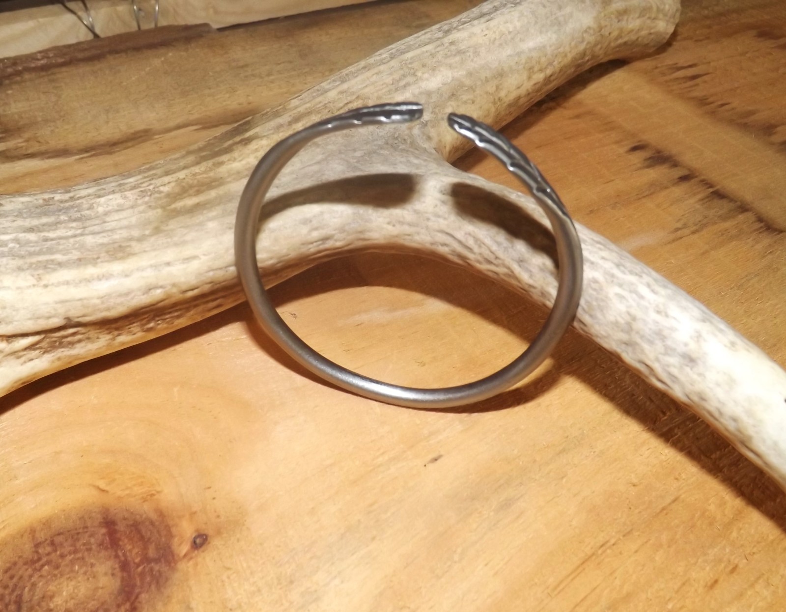 Hand forged iron bangle bracelet size medium