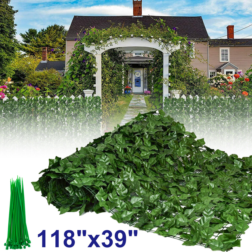 118''x39" Artificial Hedge Ivy Leaf Garden Fence Roll Privacy Screen Wall Cover