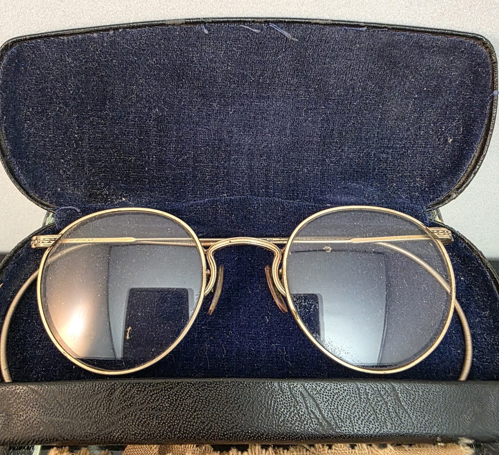 Vintage FUL-VUE 1930's 12K Gold Filled Eyeglass Frames w/ Case & Polish Cloth