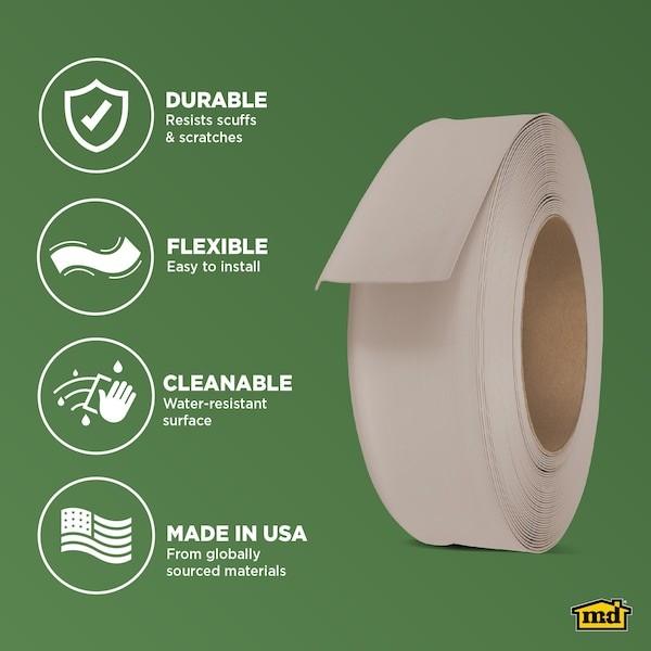 Wall Base Molding, 120 Ft L, Beige, 820N67