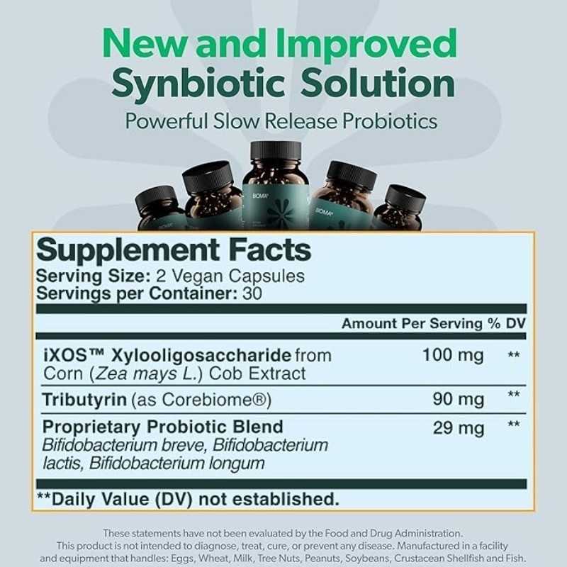 2 Pack BIOMA Probiotics Digestive Health Gut Support for Men & Women 60 Capsules