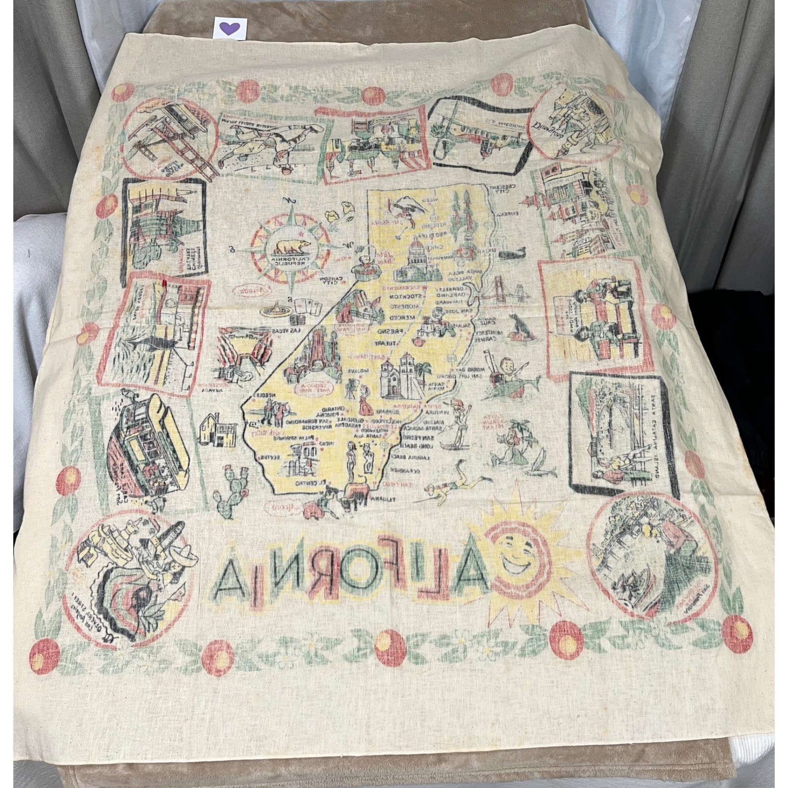 Vintage NOS California Muslin Tablecloth Collectible 1960-1970