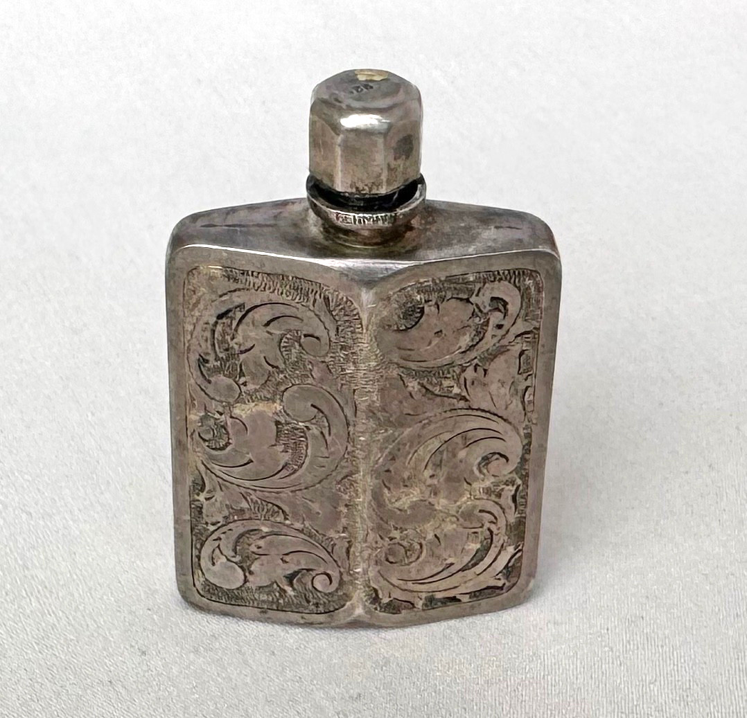 Sterling Silver Engraved Design Perfume Bottle with Wand Made in Germany;Y697