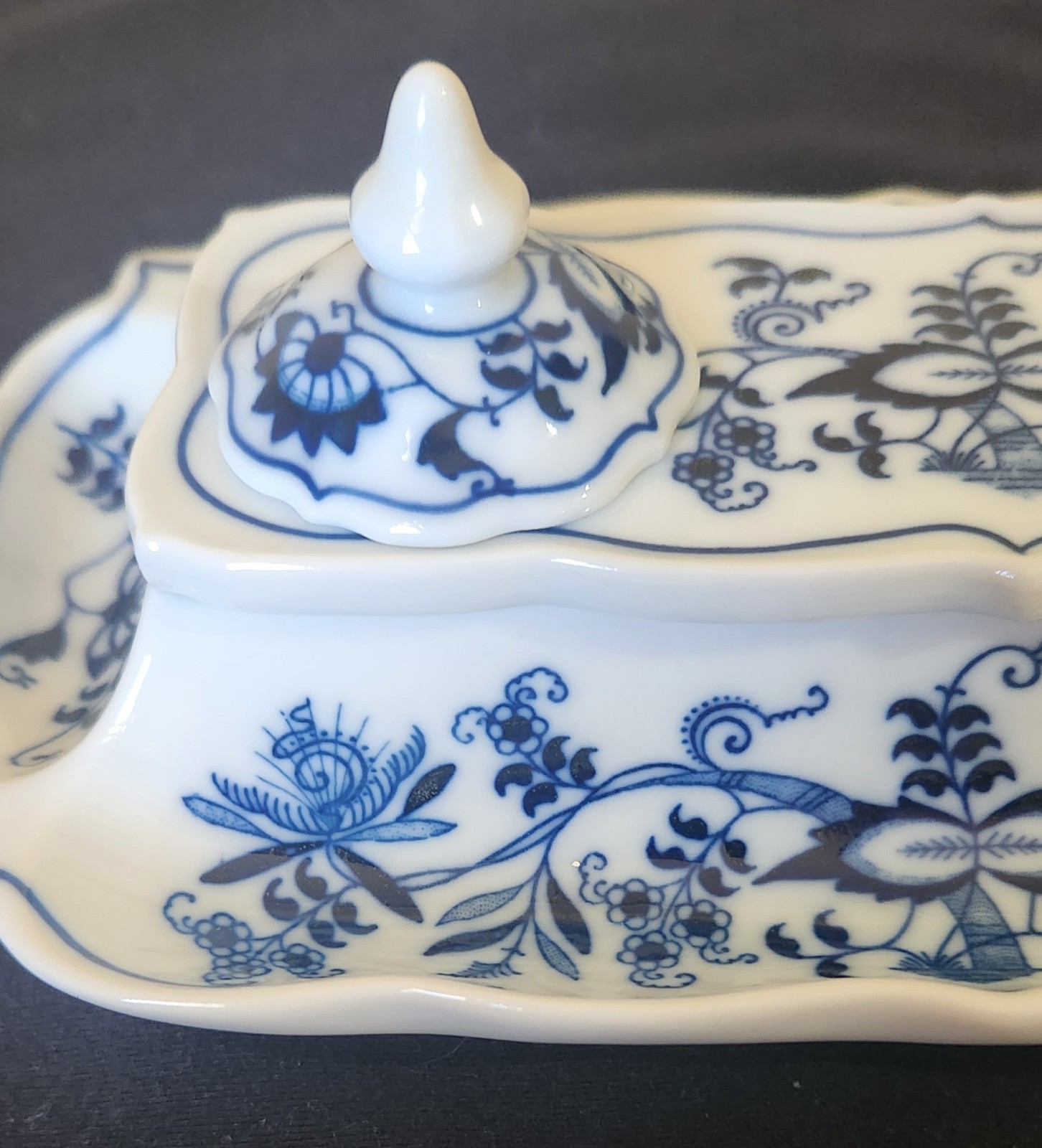 Blue Danube Onion Double Inkwell Set With 2 Lids