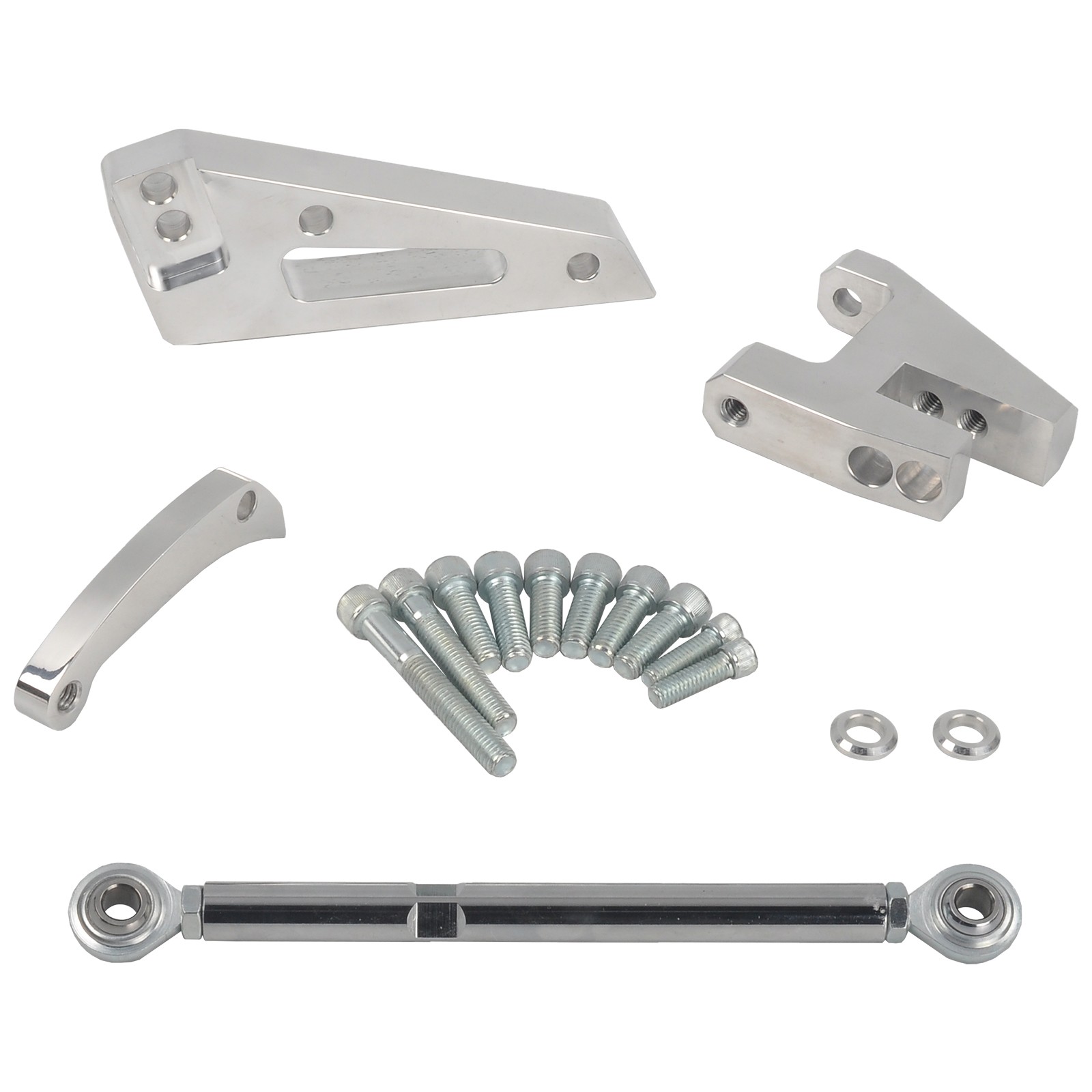 For SBC Chevy 350 Short Water Pump SWP Polished Aluminum Alternator Bracket Kit