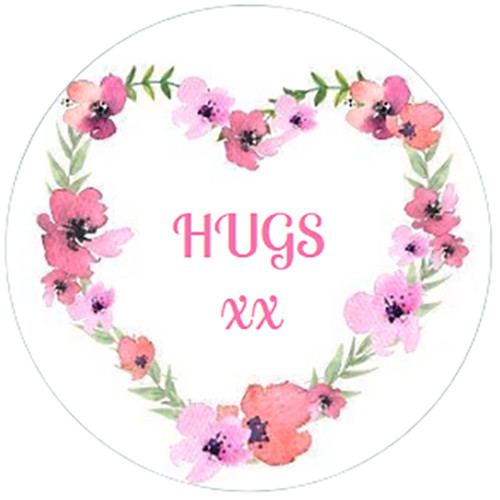 48 Personalised Floral Heart Stickers Gift Tags Labels 40mm