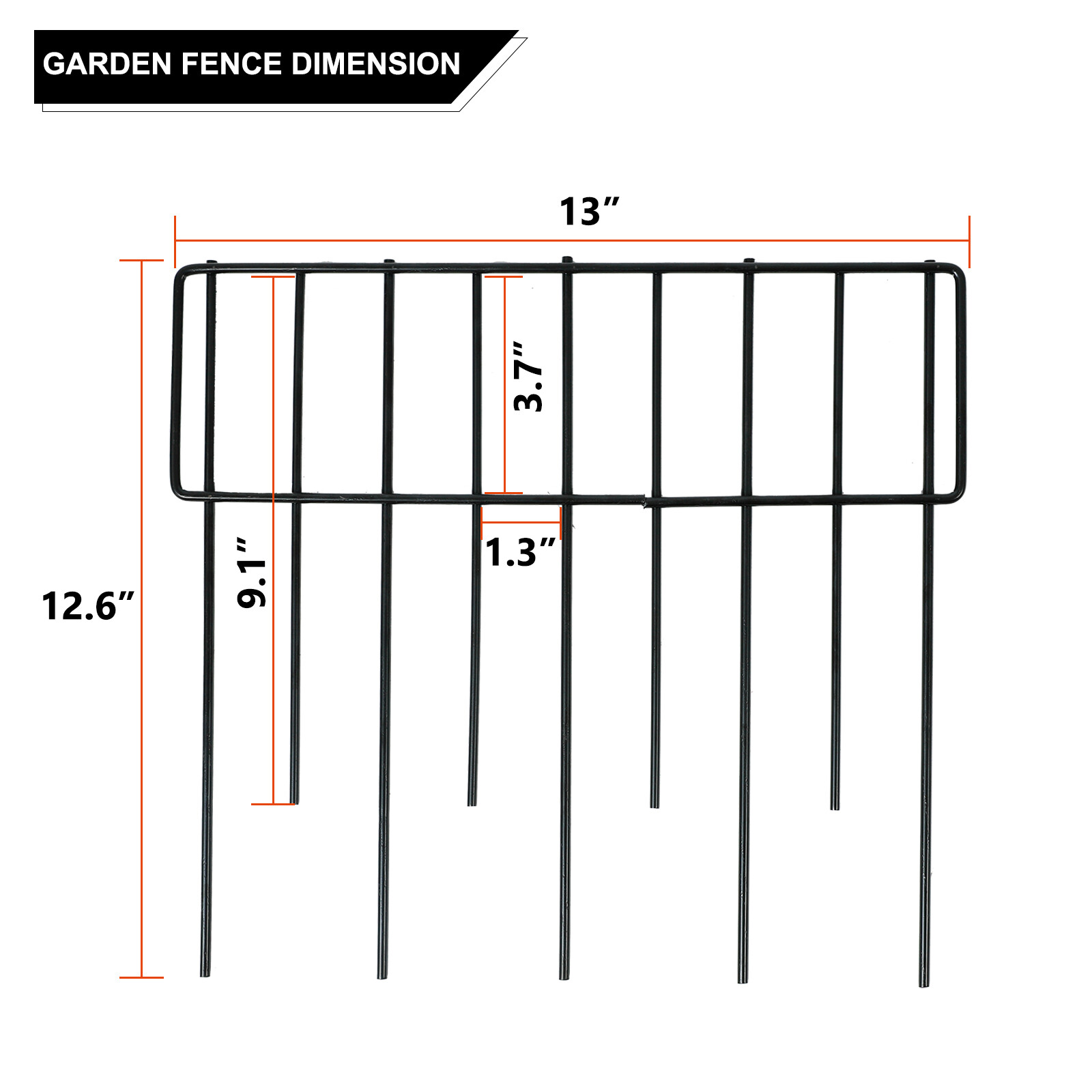 Animal Barrier Fence, 10 Pack 10.8ft(L) x 12.6in(H) Decorative Garden Fence