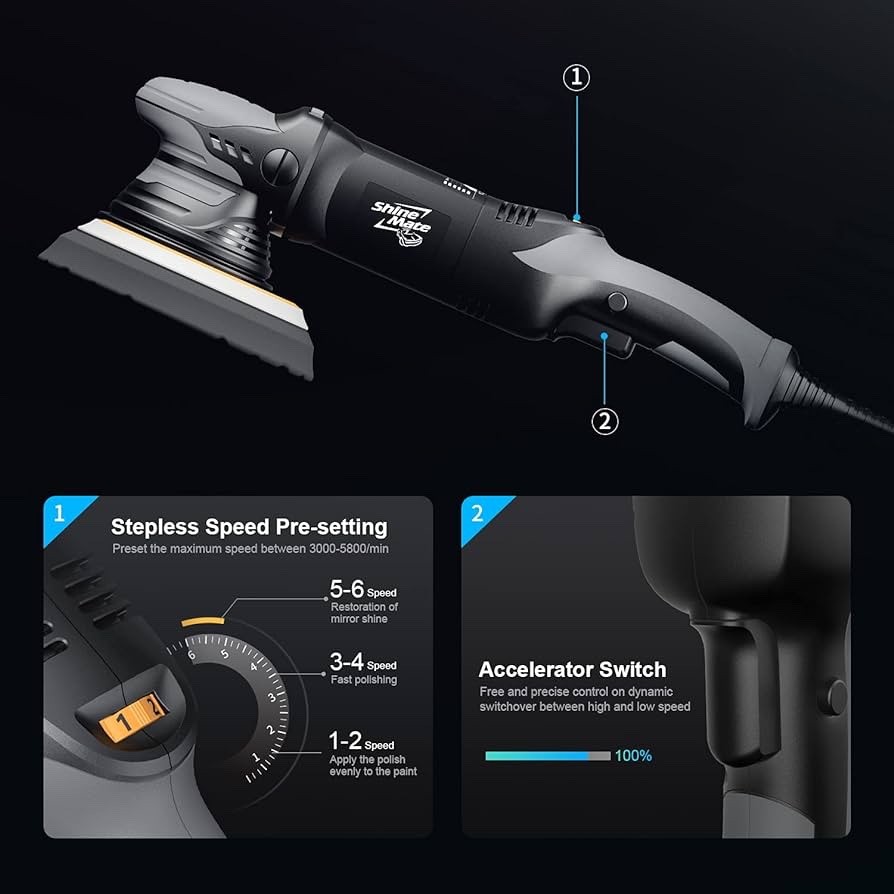 SHINEMATE EX620-5 21MM ORBITAL - DUAL ACTION MACHINE POLISHER -4 SHINEMATE PADS