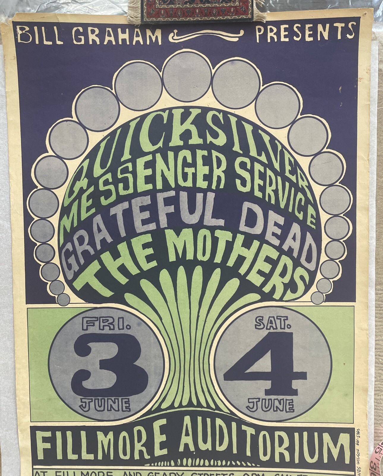 1966 Grateful Dead, Quicksilver, Mothers Of Invention, BG-9 Fillmore Poster