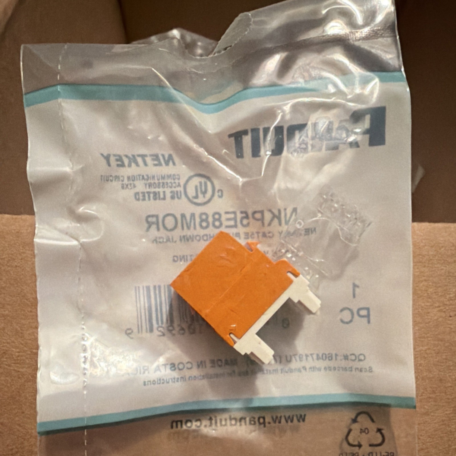 Panduit Cat5e Punchdown Jack Orange RJ45 Port Female NKP5E88MOR