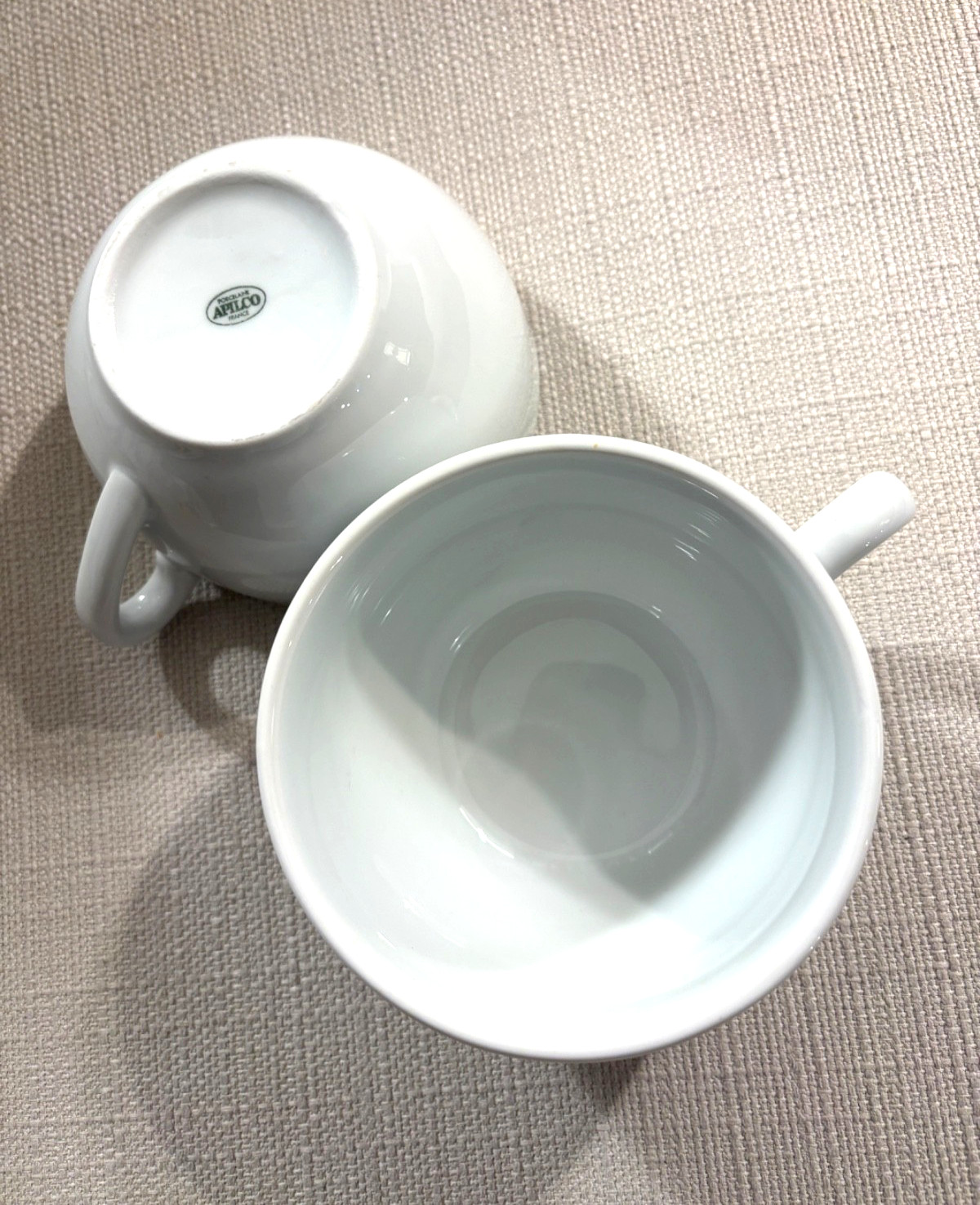 2 Apilco All White Porcelain Extra Large Cups Opera? Excellent Condition