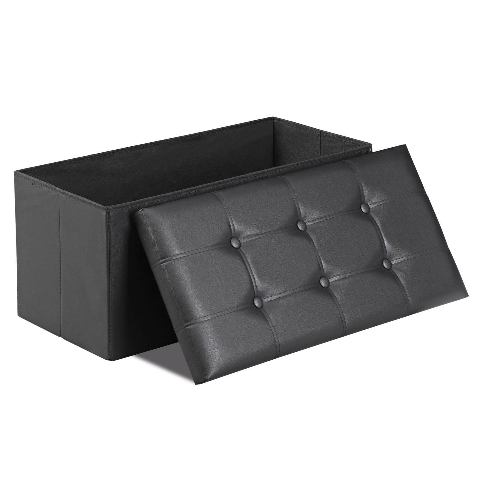 30 inches Folding Storage Ottoman 80L Storage Bench for Bedroom Hallway Black