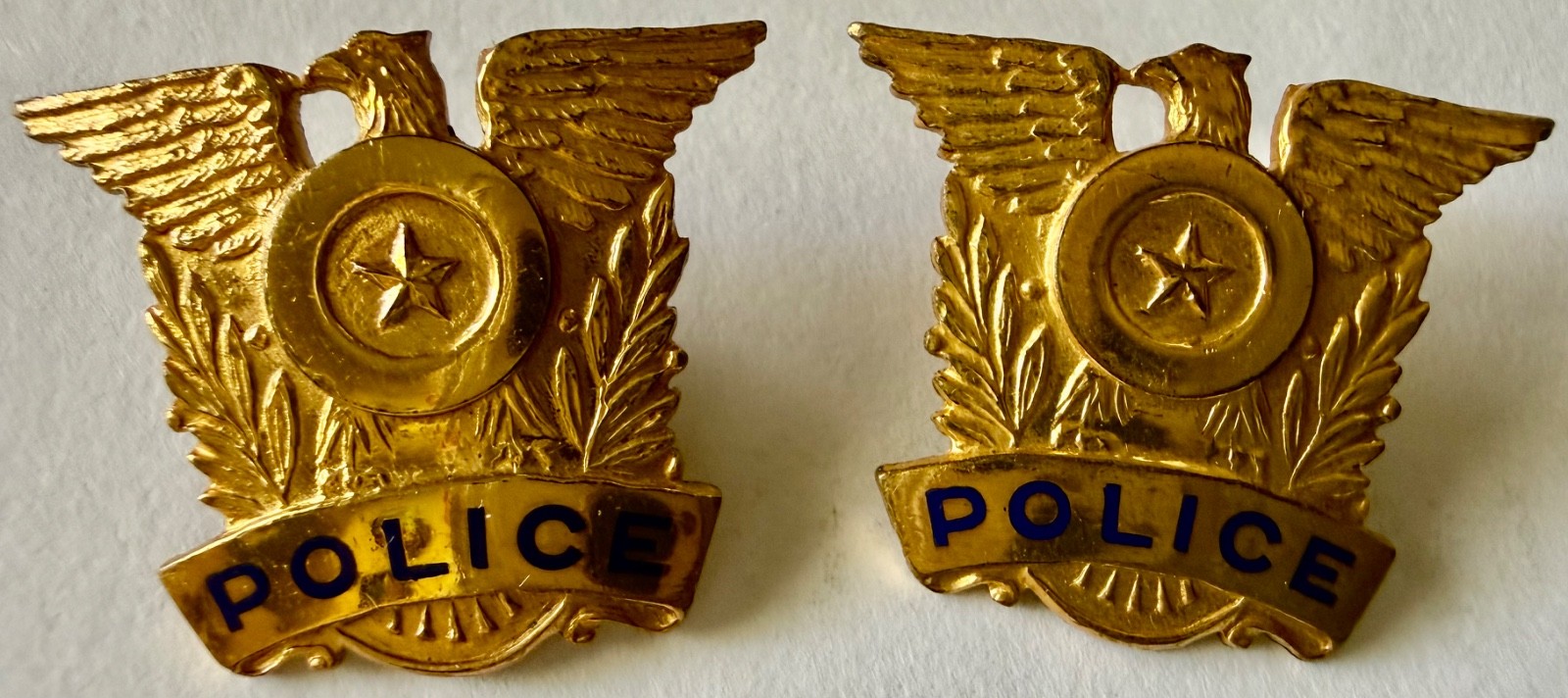 2 Vintage Police Pins Lapel Crest Pin Collector Entenmann  Insignia Pin