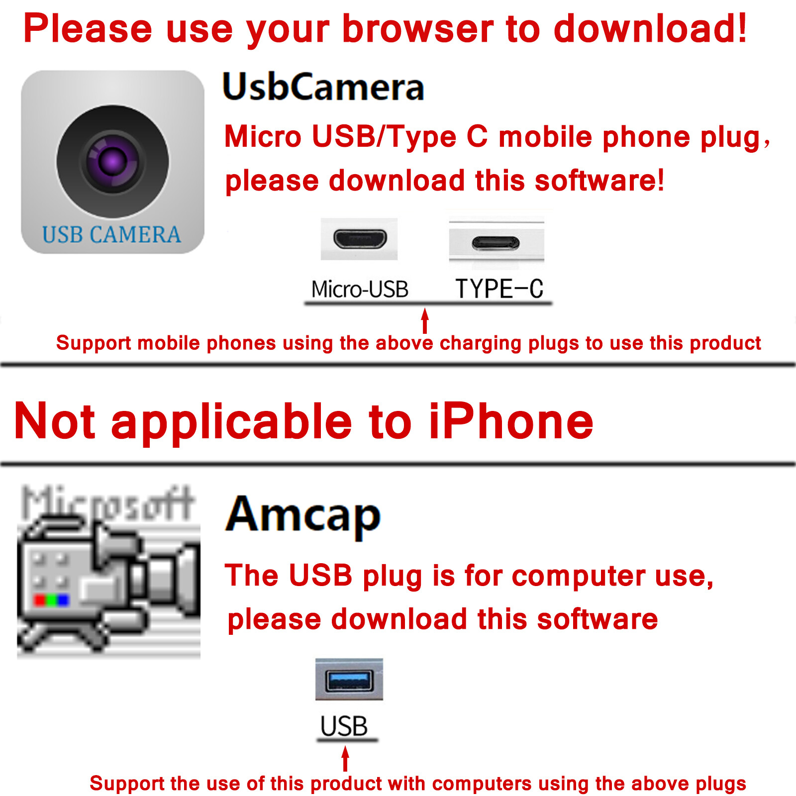 7mm HD Snake Endoscope Borescope Inspection Camera for USB Type C Android PC