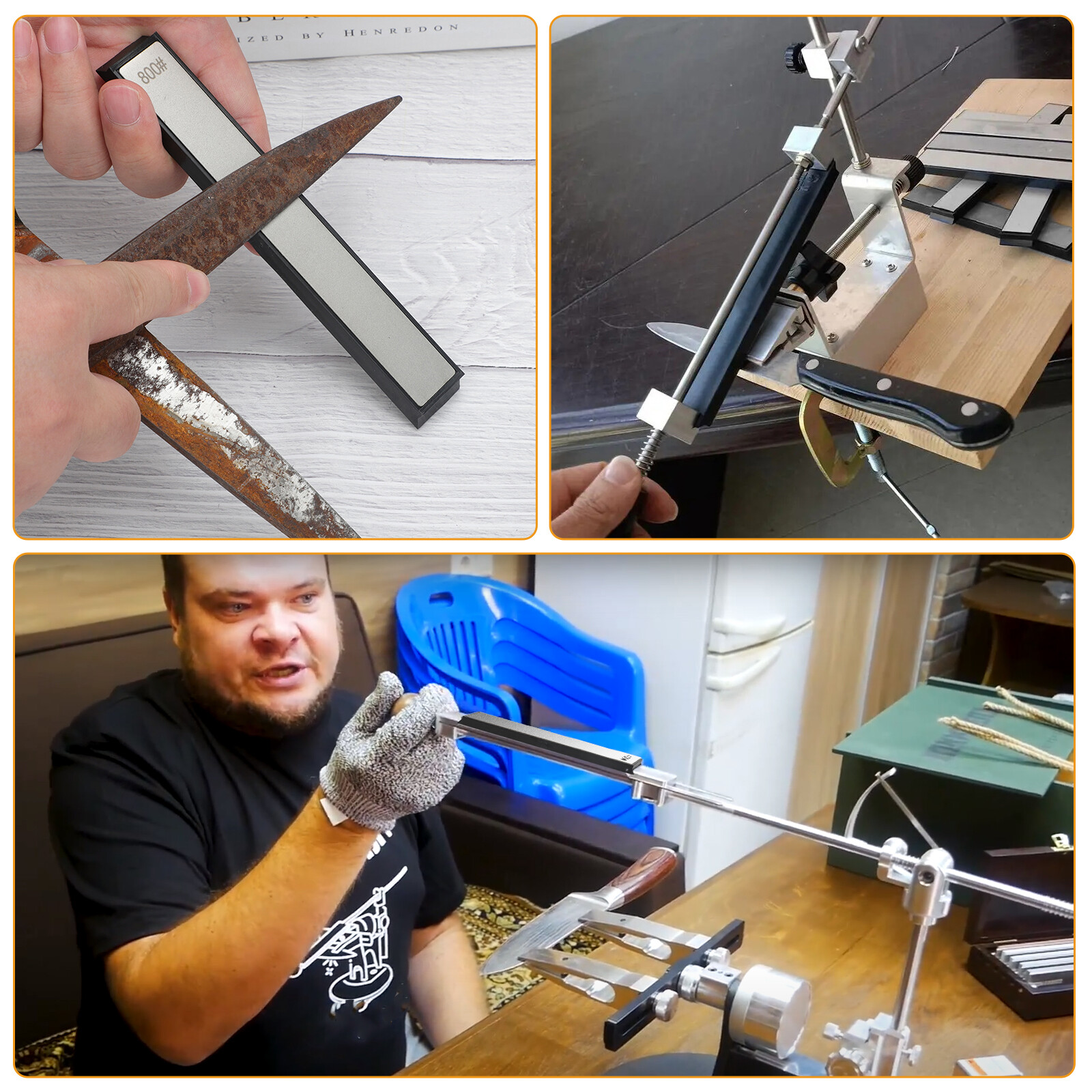 6x Diamond Sharpening Stone Set Knife Sharpener 80 400 800 1500 2000 3000 Grit