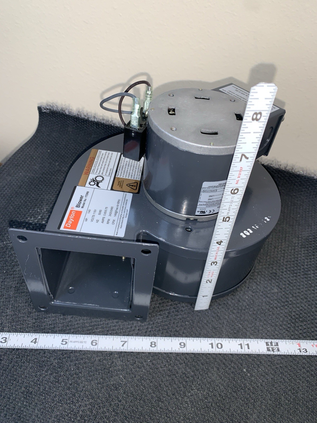 Dayton 1Tdr6 Rectangular Oem Blower, 2450 Rpm, 1 Phase, Direct Drive, Steel