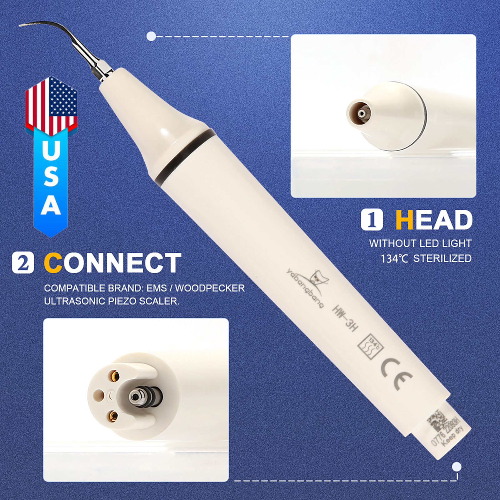Ultrasonic Piezo Dental Scaler Handpiece LED Fit EMS/WOODPECKER/DTE/SATELEC