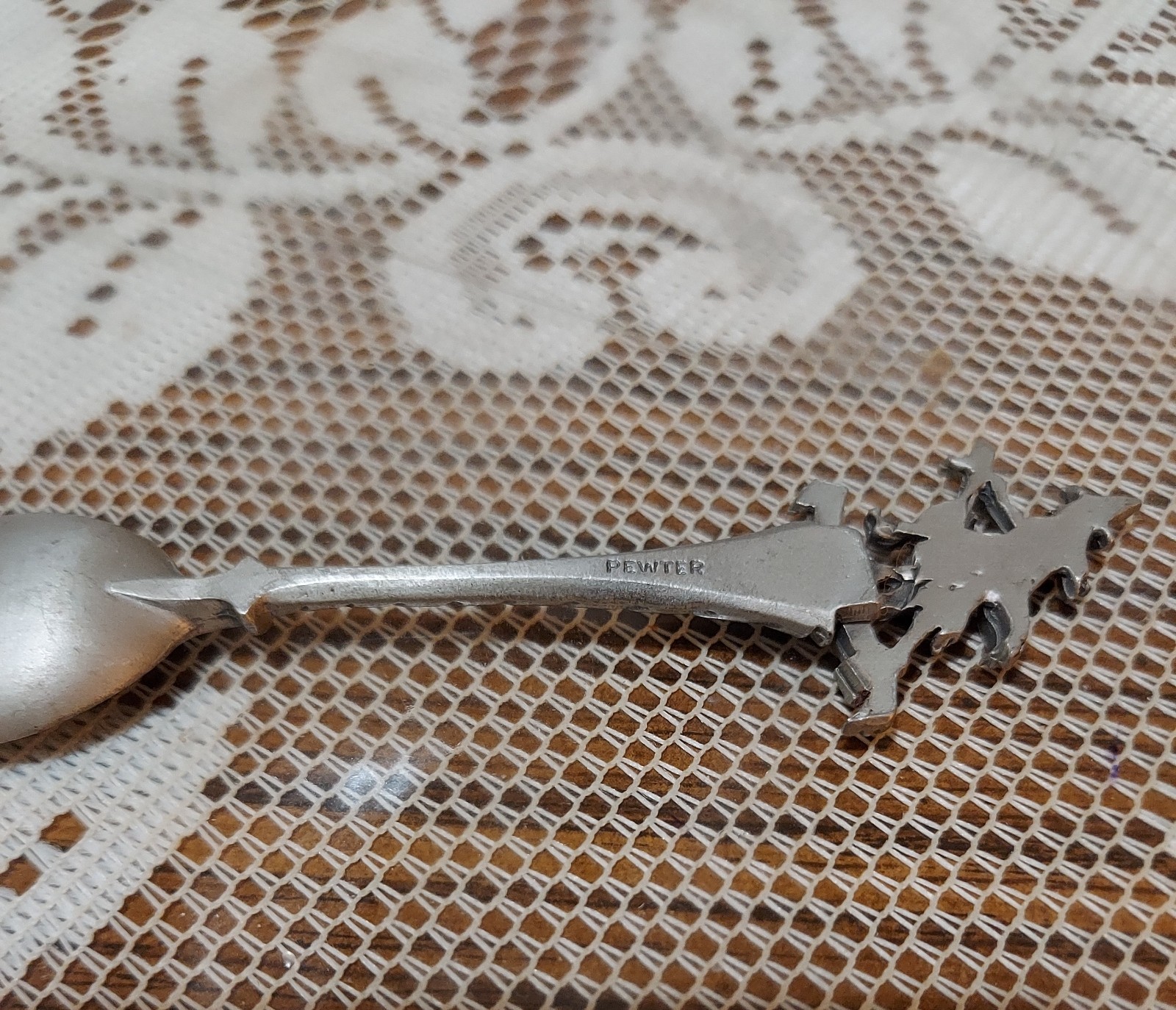 Vintage Souvenir Pewter Spoon, Salem Massachusetts, Witch Spoon