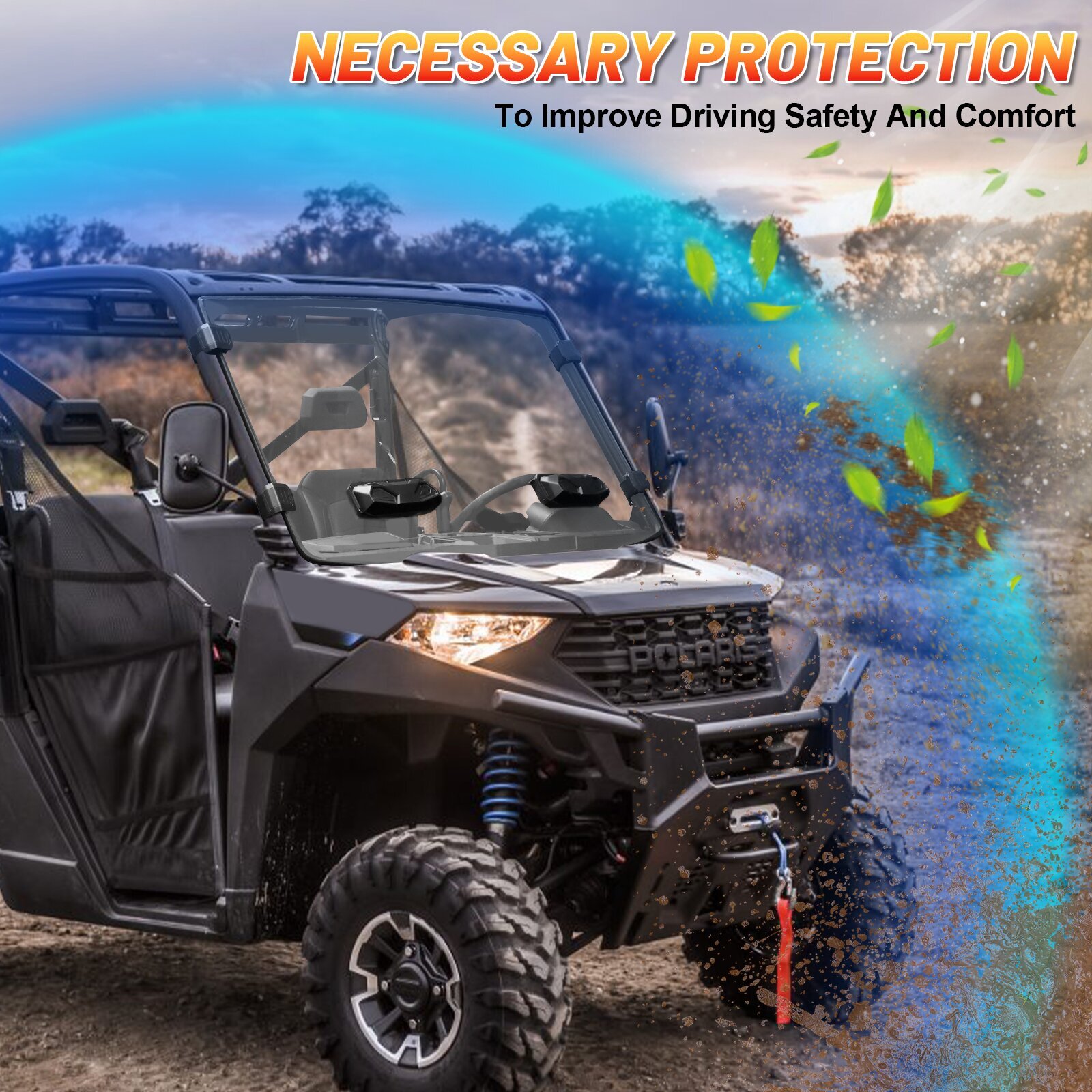 Vented Full Windshield for Polaris Ranger XP 1000 2017-2023/ XP 900 Front Window