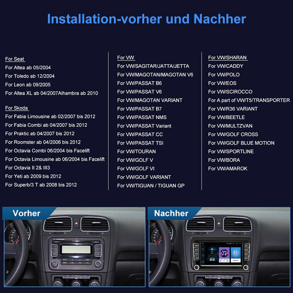 7'' Multimedia Player GPS Sat Nav Carplay Android 11 FM For VW Golf 5 6 Passat Polo