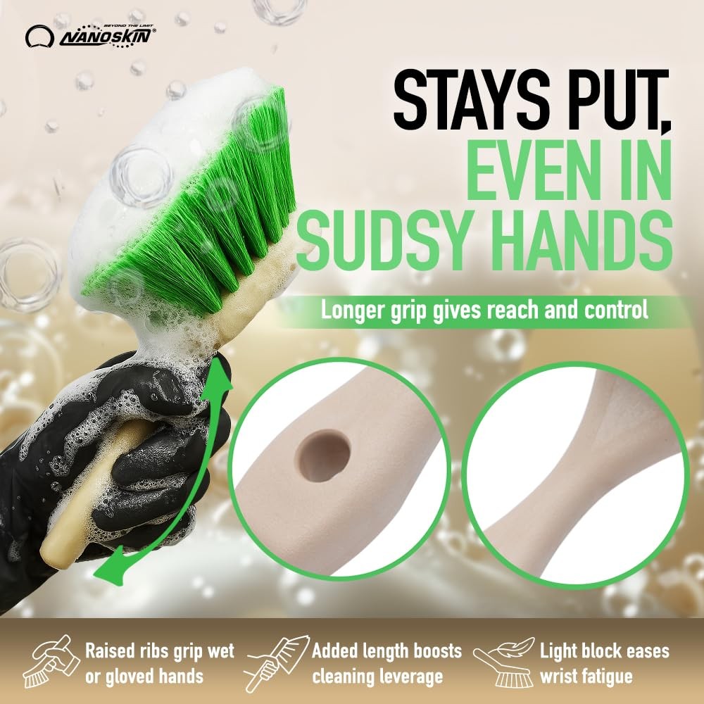 Nanoskin Pro-Grade 8.5" Car Detailing Brush - Durable Green 8.5",