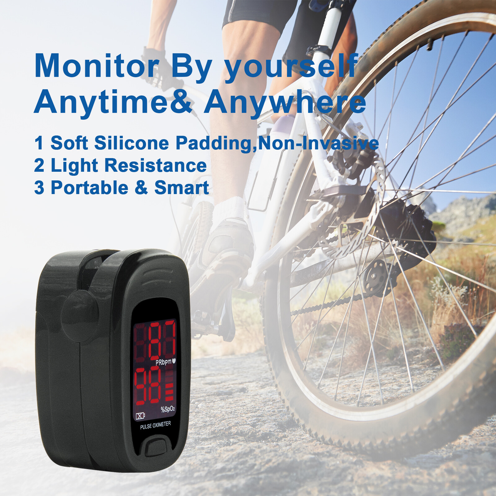 Finger Pulse Oximeter Heart Rate Blood Oxygen Saturation Monitor SpO2 PR Measure