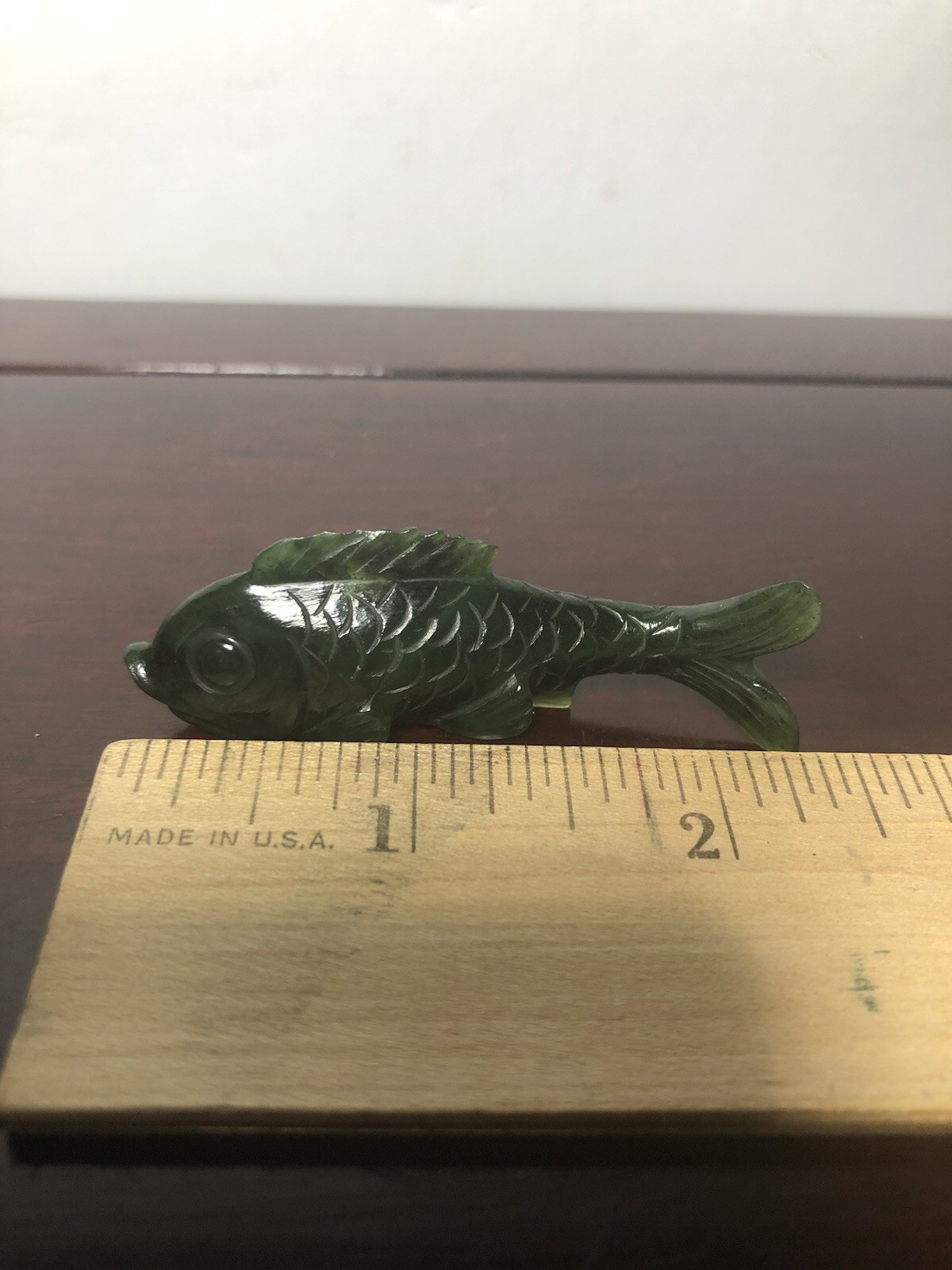 Vintage Small Green Jade Fish Carp Fish 2.25” Long
