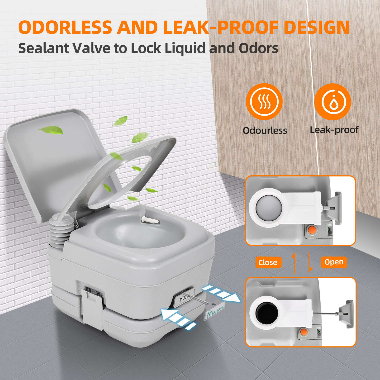 2.6 Gallon 10L Portable Toilet Flush Commode Potty Outdoor Indoor Travel Camping