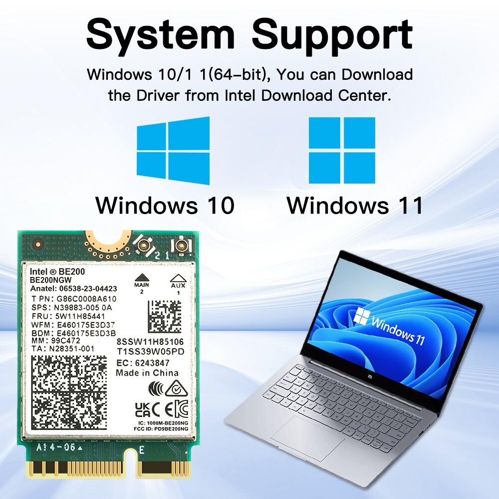 Wi-Fi 7 Intel BE200NGW NGFF Interface Bluetooth 5.4 for PC Wireless Network Card