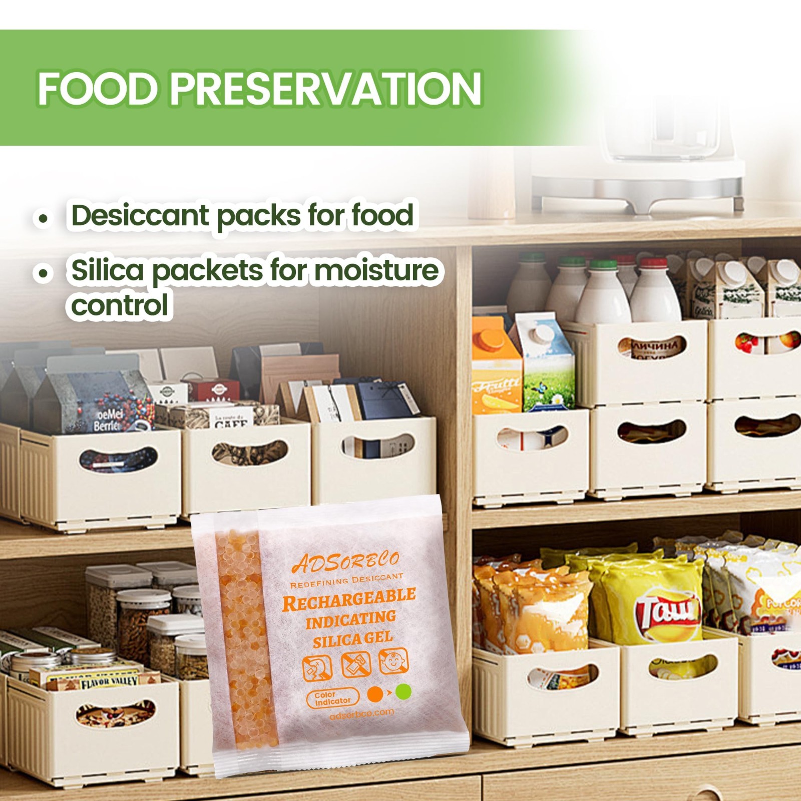 (500 Gram 2 Packages) Adsorbco Rechargeable Silica Gel Packets