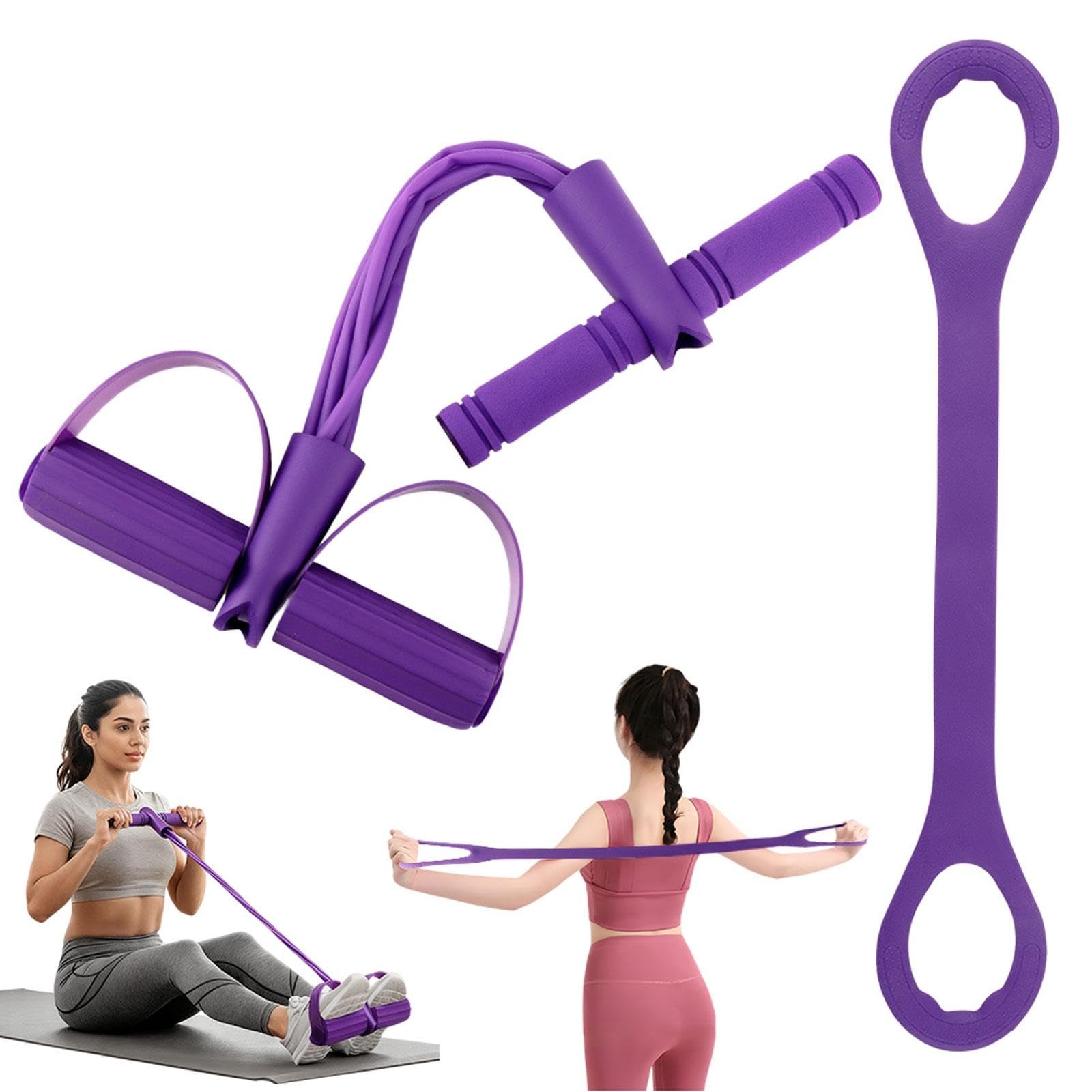 Fitness Resistance Bands- 6 Tube Pedal Ankle Puller with Handle & Tensile Rop...