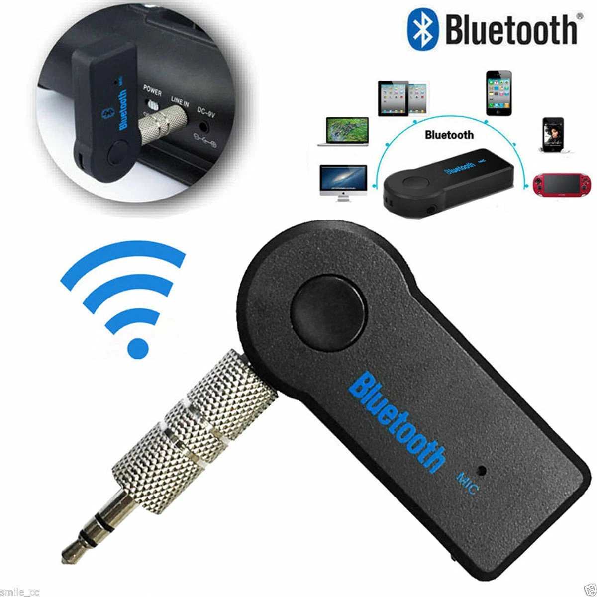 Wireless Bluetooth 3.5mm AUX Audio Stereo Music Home Car Receiver Adapter USA