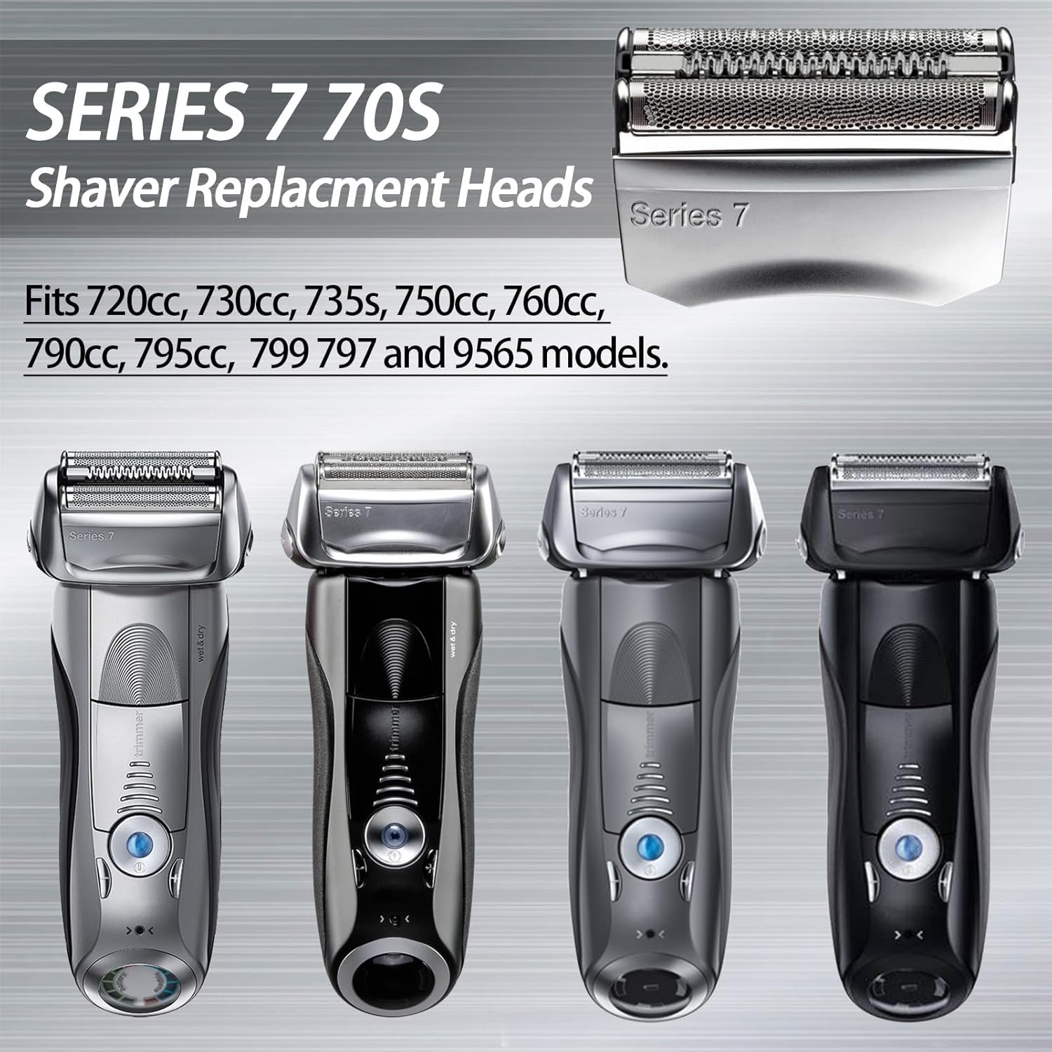For Braun Series 7 790cc Replacement Blade Head 70S Foil & Cutter Shaver Razor